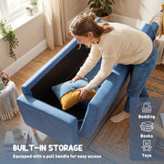 3 Seater Sofa with Hidden Storage for Small Living Rooms Blue AOSOM