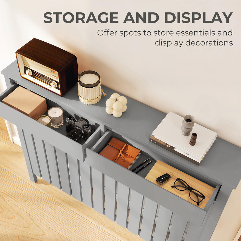 Radiator Cover with Storage Drawers for Safe Heating and Tidy Hallways or Lounges Grey Homcom