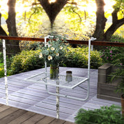 Grey Folding Metal Balcony Hanging Table Adjustable Wall Mount Desk for Garden and Patio by Outsunny