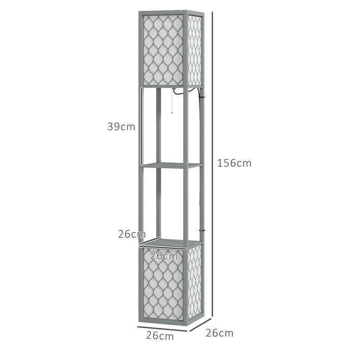 Floor Lamp with Shelves Dual Light Modern Tall Standing Lamp with Pull Chain Light, Grey by HOMCOM