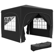 Black 3 x 3m Pop Up Gazebo Shelter with Accessories for Outdoor Events by Outsunny