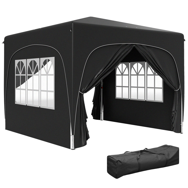 Black 3 x 3m Pop Up Gazebo Shelter with Accessories for Outdoor Events by Outsunny