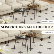 Set of 2 Nesting Side Tables Space Saving Design for Living Room or Bedroom Rustic Brown
