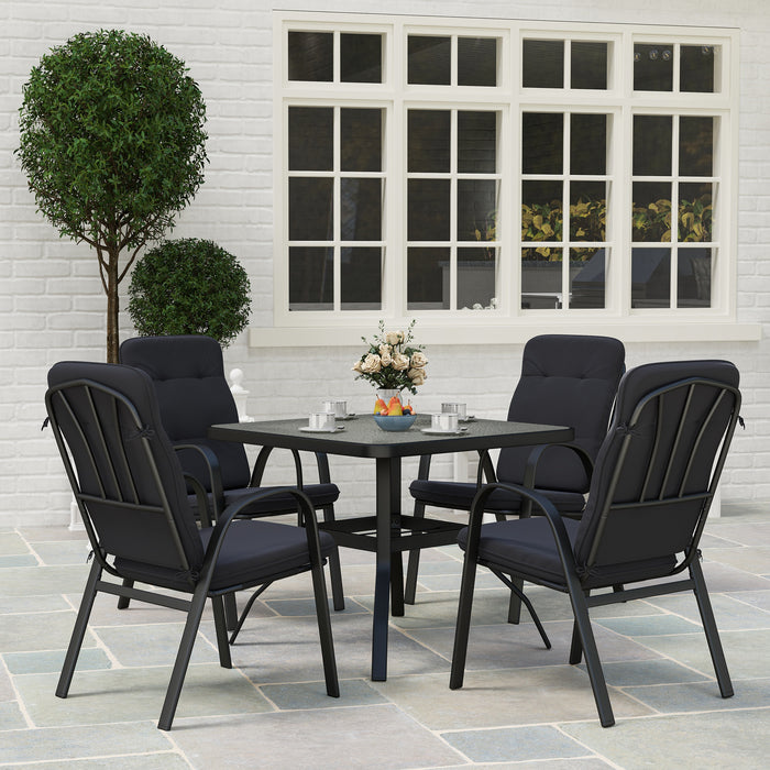 5 Piece Outdoor Patio Dining Set with Cushioned Chairs and Glass Table by Outsunny