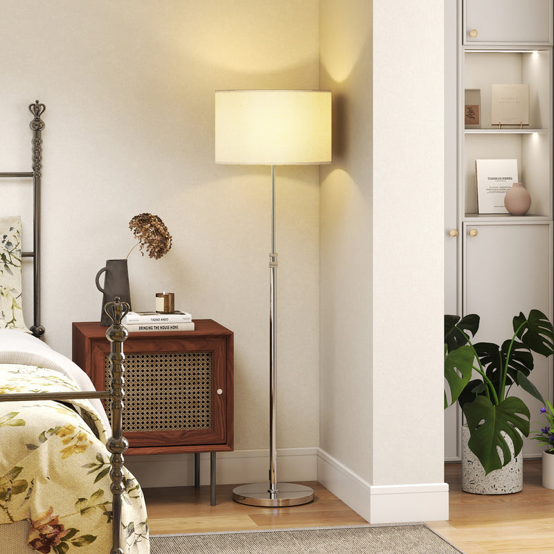 Adjustable Floor Lamp with Remote Control for Easy Reading and Relaxing Lighting Silver Beige
