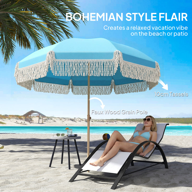 Tilting Beach Parasol with Sand Screw Base for Shade at Beach or Garden