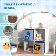 Kids Toy Storage Unit with Two Fabric Drawers Ideal for Organising Bedroom White AOSOM