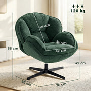Bedroom Swivel Accent Chair with Wingback Support and Soft Velvet Upholstery Dark Green AOSOM