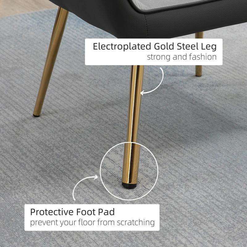 Set of 2 Modern Velvet Armchairs with Gold Legs Ideal for Living Room or Bedroom Light Grey