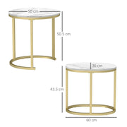 Marble Effect Nesting Tables Gold and White Space Saving Design by HOMCOM