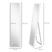 Full Length Freestanding or Wall Mount Mirror 157cm Ideal for Bedroom or Hallway, White