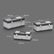 3 Piece Stainless Steel Toolbox Set With Carry Handles For Organised Tool Storage AOSOM
