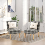 Set of 2 Modern Dining Chairs with Cushions and Wood Legs for Kitchen or Lounge Grey AOSOM
