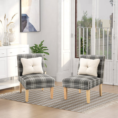 Set of 2 Modern Dining Chairs with Cushions and Wood Legs for Kitchen or Lounge Grey AOSOM