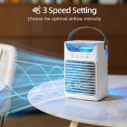 Desk Fan with Cooling Mist Humidifier and Colour Changing Light for Bedrooms or Offices White AOSOM