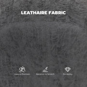 Set of 2 Leathaire Bar Stools with Backrest for Kitchen or Home Bar Charcoal Grey