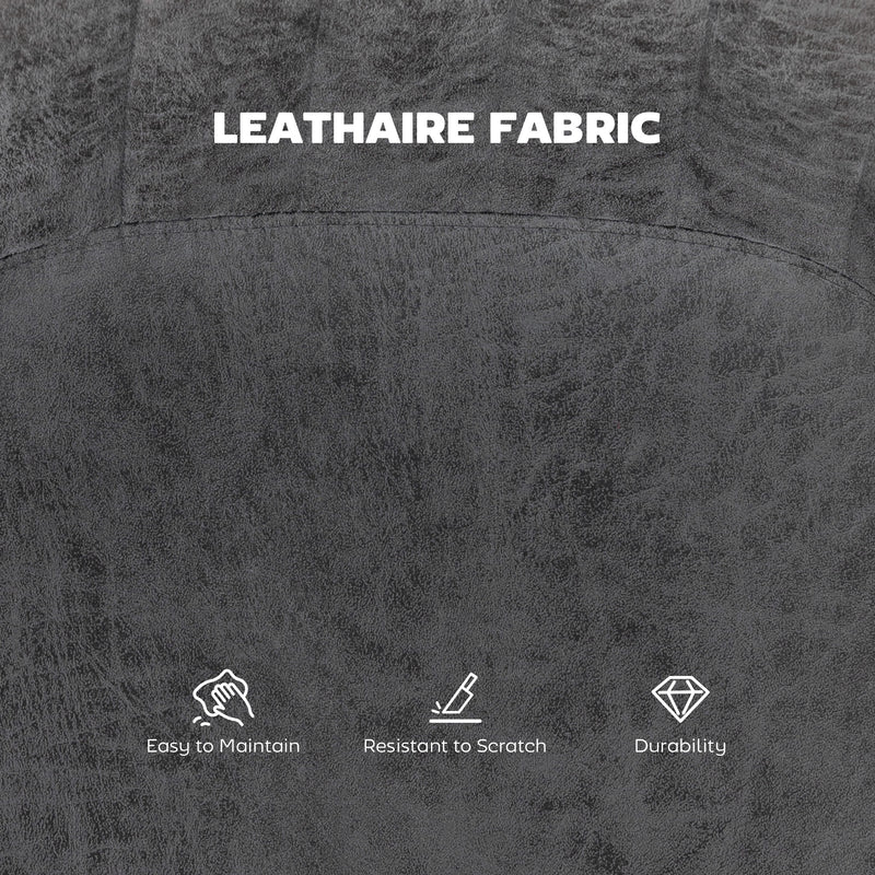 Set of 2 Leathaire Bar Stools with Backrest for Kitchen or Home Bar Charcoal Grey