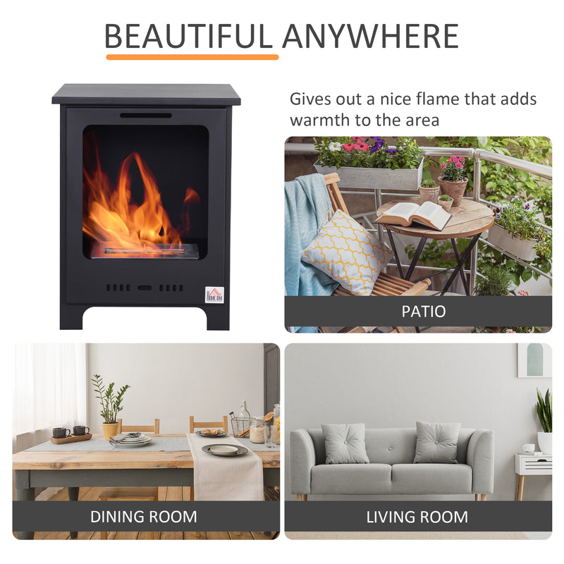 Freestanding Ethanol Fireplace for Instant Smoke Free Warmth in Small Rooms Black