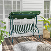 Green 3 Seater Garden Swing Chair With Adjustable Canopy For Relaxing Outdoors