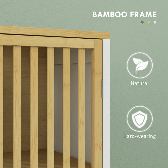 Tall Bathroom Storage Unit Bamboo Blend with Retro Cut Out Design