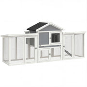 Wooden Chicken Coop with Secure Run and Easy Clean Tray for Small Gardens Grey PawHut