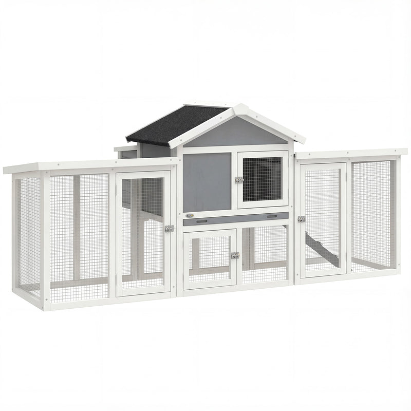 Wooden Chicken Coop with Secure Run and Easy Clean Tray for Small Gardens Grey PawHut