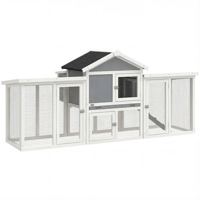 Wooden Chicken Coop with Secure Run and Easy Clean Tray for Small Gardens Grey PawHut