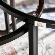 Modern Glass Nesting Coffee Tables Set of 2 Space Saving Living Room Design Black