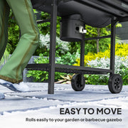 Portable Charcoal BBQ Grill with Warming Rack and Side Shelf for Outdoor Cooking by Outsunny