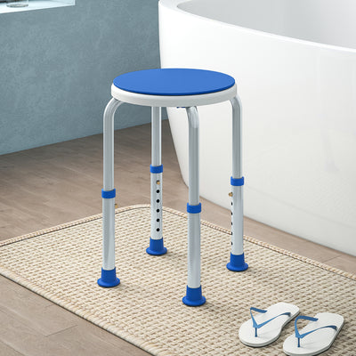 360 Degree Swivel Shower Chair with Adjustable Height and Non Slip Feet for Elderly Blue