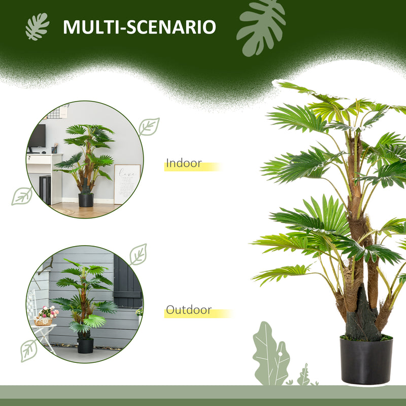 Set of 2 Artificial Palm Trees in Pots for Indoor or Outdoor Décor 135cm Green AOSOM