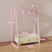 Kids Clothing Rail with Hangers and Storage Shelf Star Design for Bedroom Ages 3 to 6 Pink AOSOM
