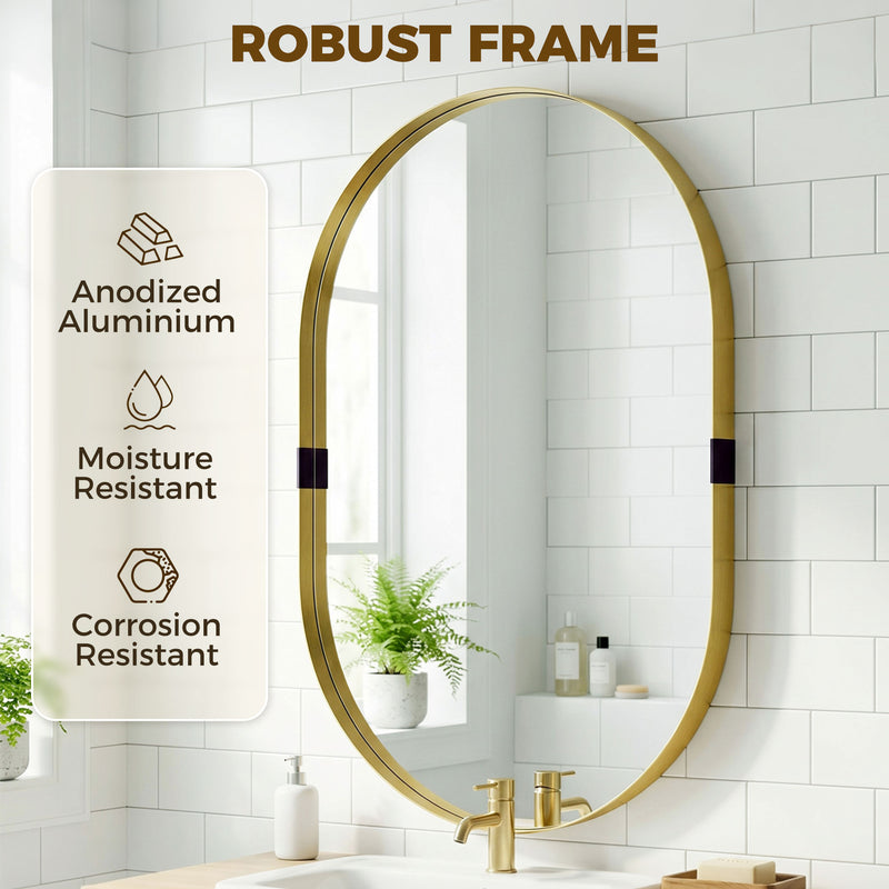 Wall Mirror with Deep Frame for Brightening Hallways or Living Rooms Gold Homcom