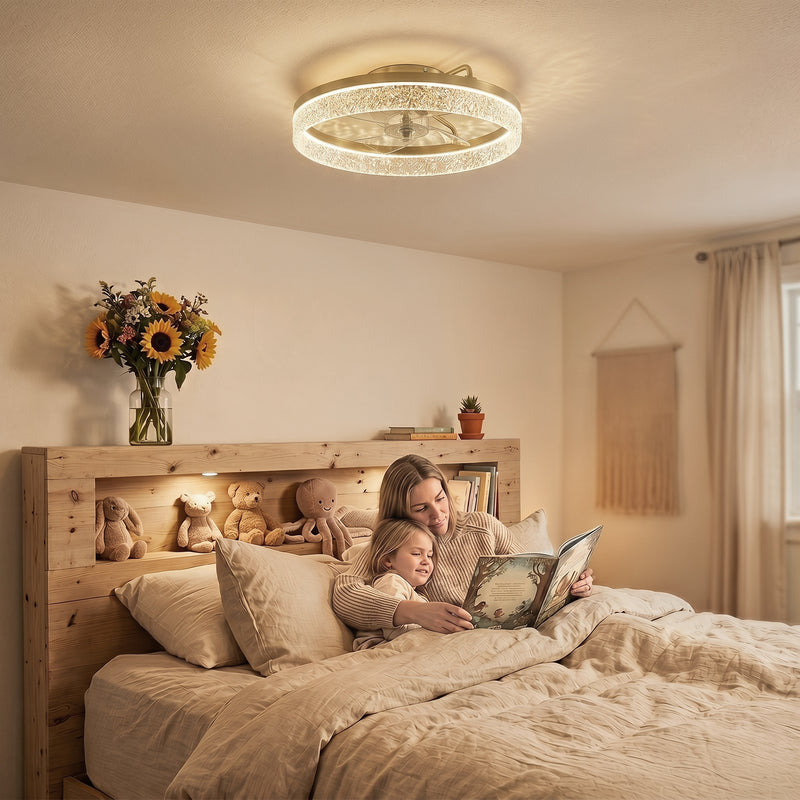 Ceiling Fan With Smart App Control and Adjustable Light for Bedrooms and Small Rooms Gold