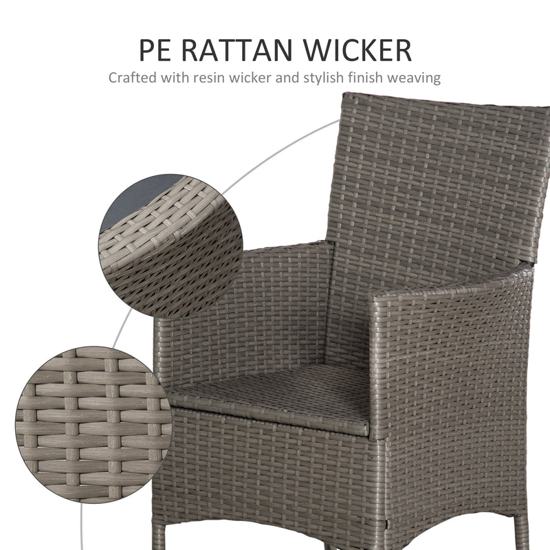 Grey Rattan Garden Armchairs Set of 4 With Cushions Ideal for Outdoor Relaxing
