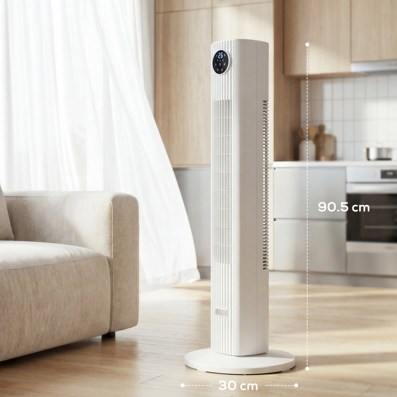 Tower Fan for Quiet Energy Saving Cooling with Remote Control for Home or Office White AOSOM