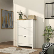 Slim White High Gloss Shoe Cabinet with 3 Flip Drawers and Adjustable Shelves for 18 Pairs by HOMCOM