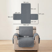 Waterproof Single Sofa Cover with Non Slip Backing and Storage Pockets Grey AOSOM