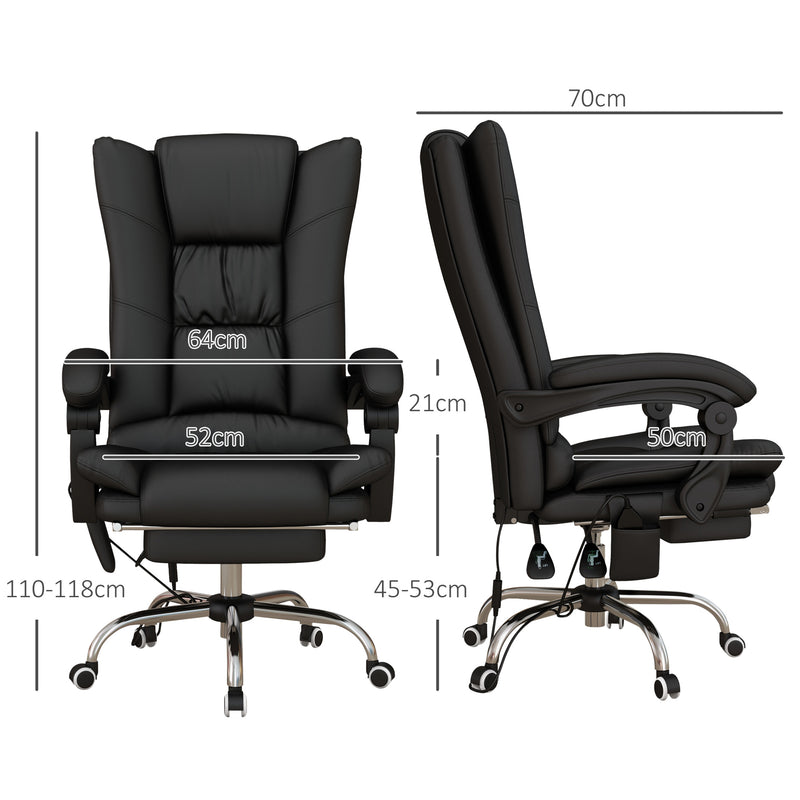 Black High Back Heated Massage Office Chair With Reclining Back and Footrest by Vinsetto