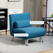 Blue Linen Look Single Sleeper Chair Comfortable and Space Saving by HOMCOM