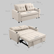 Two Seater Pull Out Sofa Bed with Storage Ideal for Guests and Small Spaces, Beige