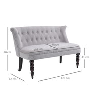 Compact 2 Seater Loveseat Sofa with Wooden Frame for Bedroom or Lounge, Grey