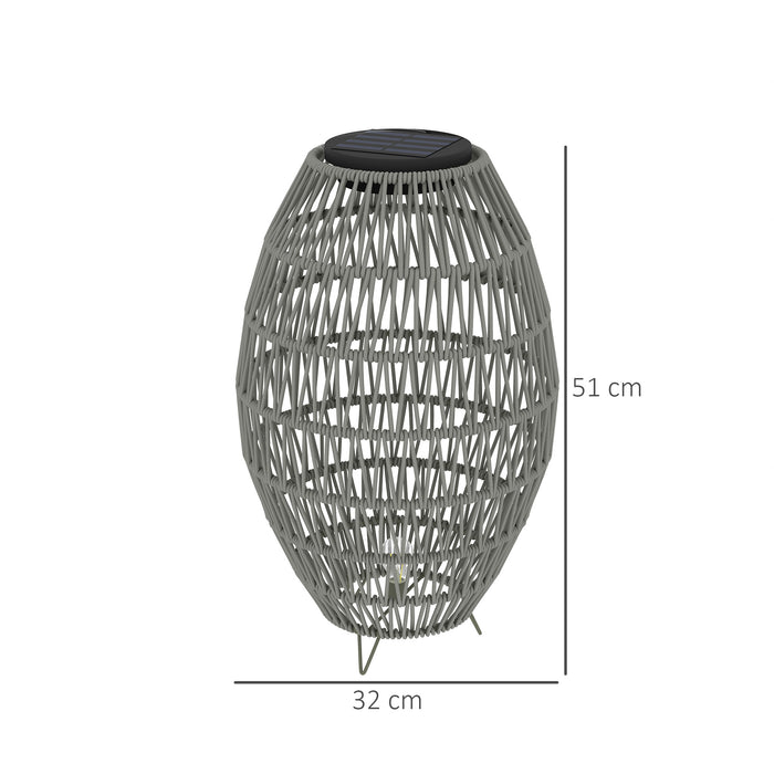 Grey Rattan Solar Garden Lantern IP44 Waterproof Auto On Off Light by Outsunny