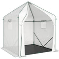 Walk In Greenhouse for Tall Plants and Seedlings with Ventilated Mesh Windows Green Outsunny