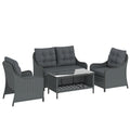 Garden Rattan Furniture Set with Cushions and Coffee Table for Relaxing Outdoors Dark Grey Outsunny