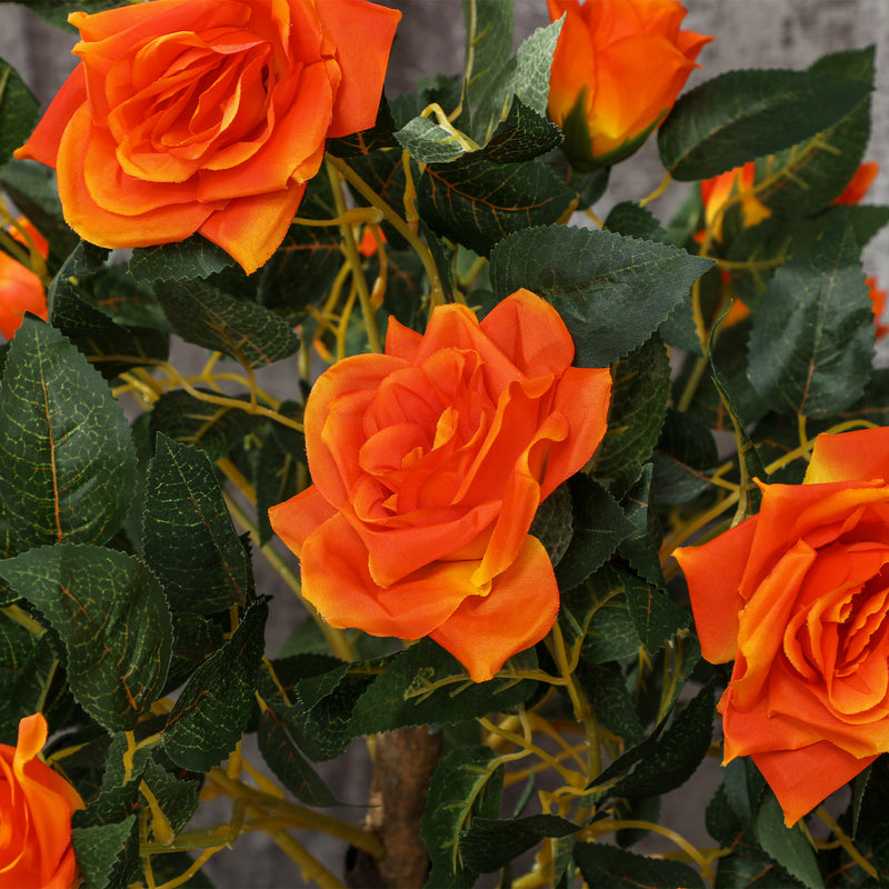 Set of 2 Artificial White Rose Plants 90cm Fake Floral Decor for Indoor or Outdoor by Outsunny