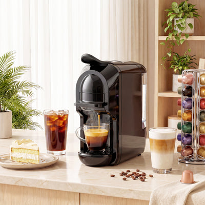 Coffee Machine for Quick Espresso and Capsule Brewing with Easy Controls Black AOSOM