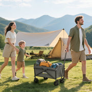 Folding Festival Trolley Wagon With Adjustable Handle 60kg Load Capacity Grey