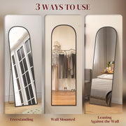 Black 165cm Full Length Standing Mirror With Aluminium Frame For Bedroom Or Hallway