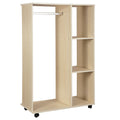 Open Wardrobe with Shelves and Wheels for Easy Clothes Organisation Maple Wood Effect AOSOM